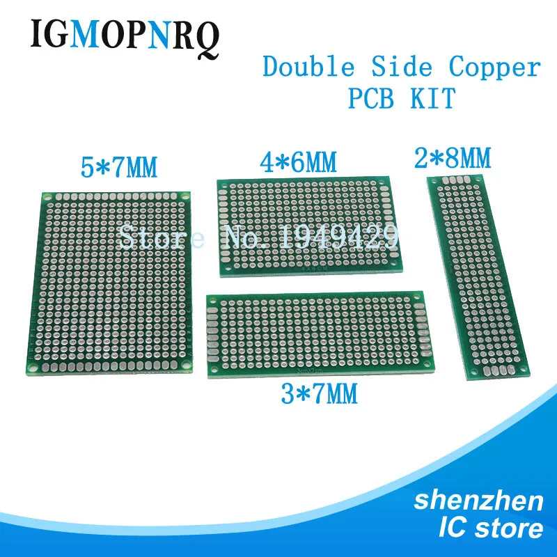 20 шт. 5x7 4x6 3x7 2x8 см зеленый синий двухсторонний медный Прототип pcb универсальная