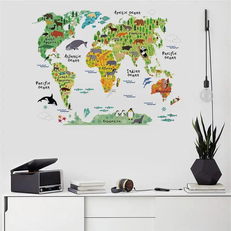1 шт. животных достопримечательности карта мира стены Стикеры палку корки