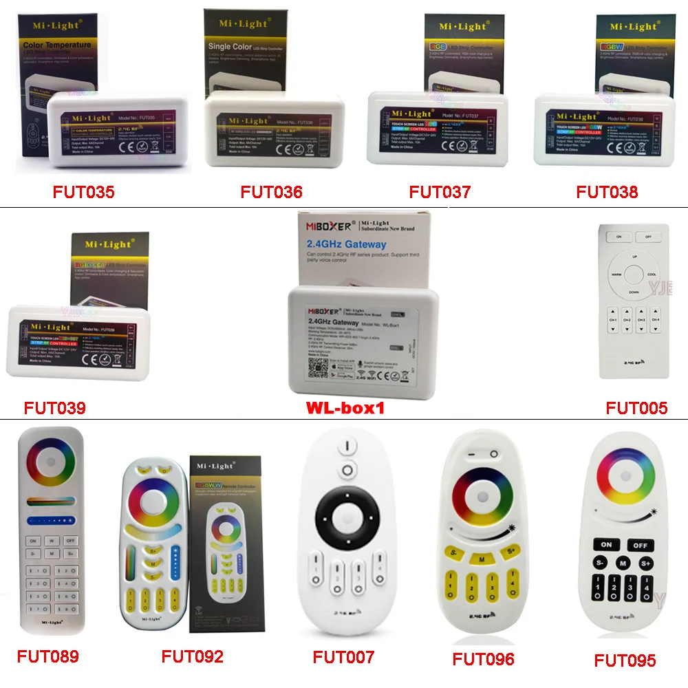 

MiBOXER 2.4G RF Wireless Remote;single color/CCT/RGB/RGBW/RGB+CCT led strip dimmer controller;WiFi iBox Smart Light iBox1/iBox2