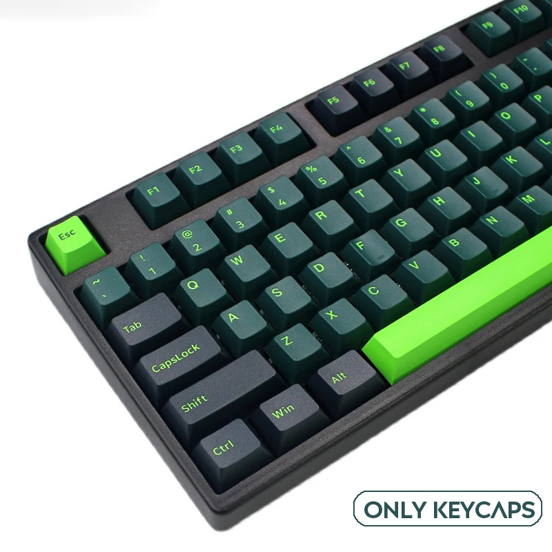 

160 Keys Cherry Profile Double Shot PBT Keycap Personality Sound Wave Black Green Keycaps For Mechanical Keyboard