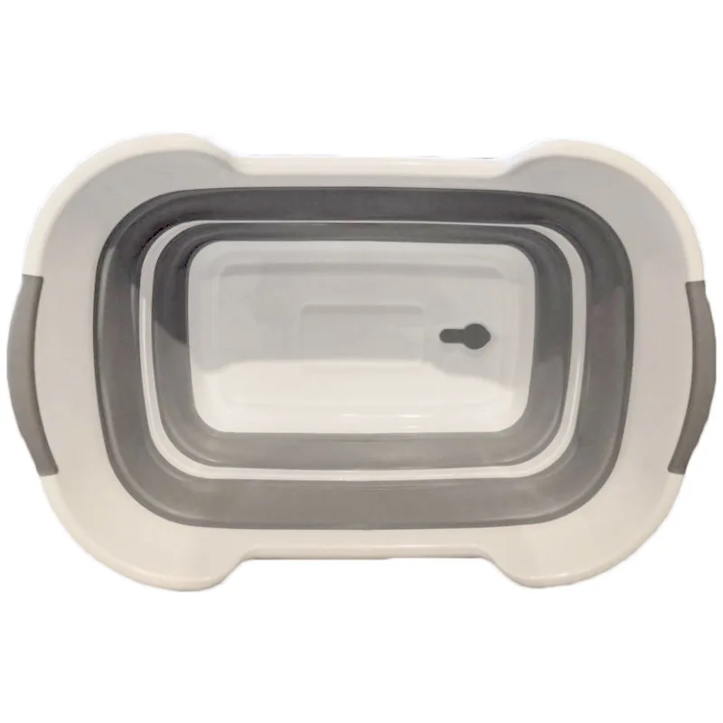 With Drainage button Складная детская душевая кабина Ванна портативная силиконовая Ванная для собак аксессуары складное хранение белья корзина безопасность безопасности - Цвет: With Drainage button