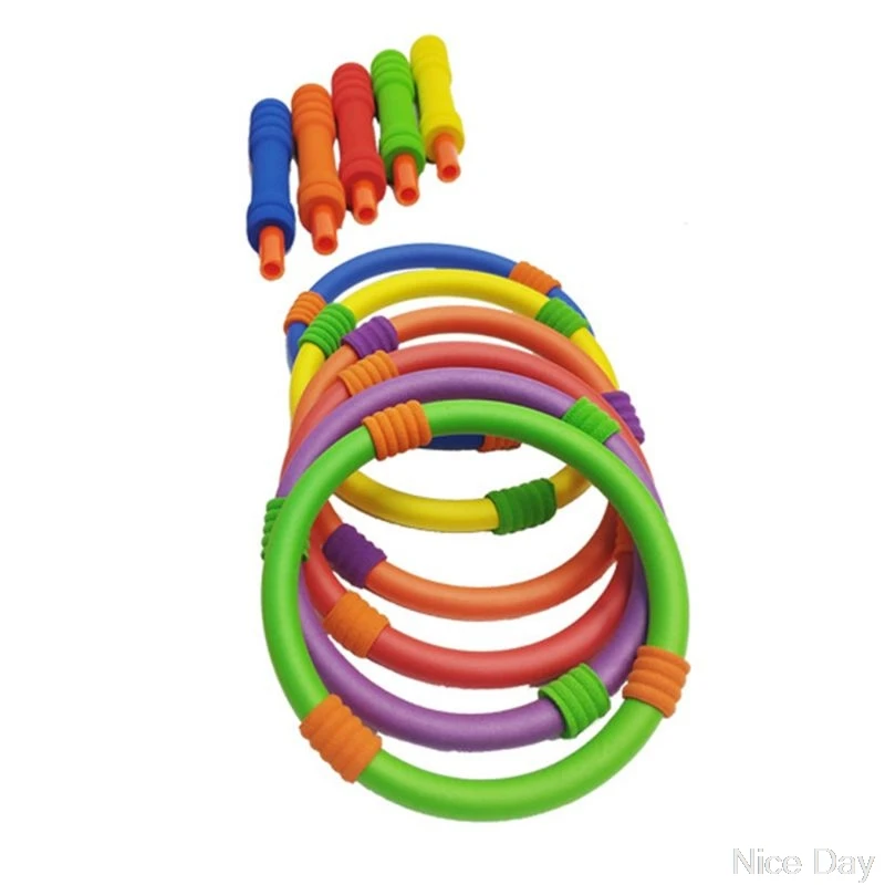 

Kids Adult Toss Game Set with 6 Rings EVA Hoop Throw Outdoor Fun Puzzle Play Toy A10 20 Dropship