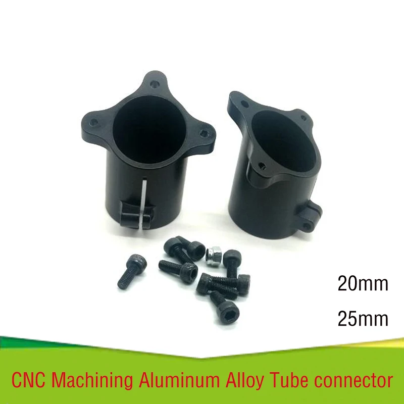 

2 pcs CNC machining aluminum alloy carbon tube connector for 20mm 25mm multi axis aircraft tripod connecting seat