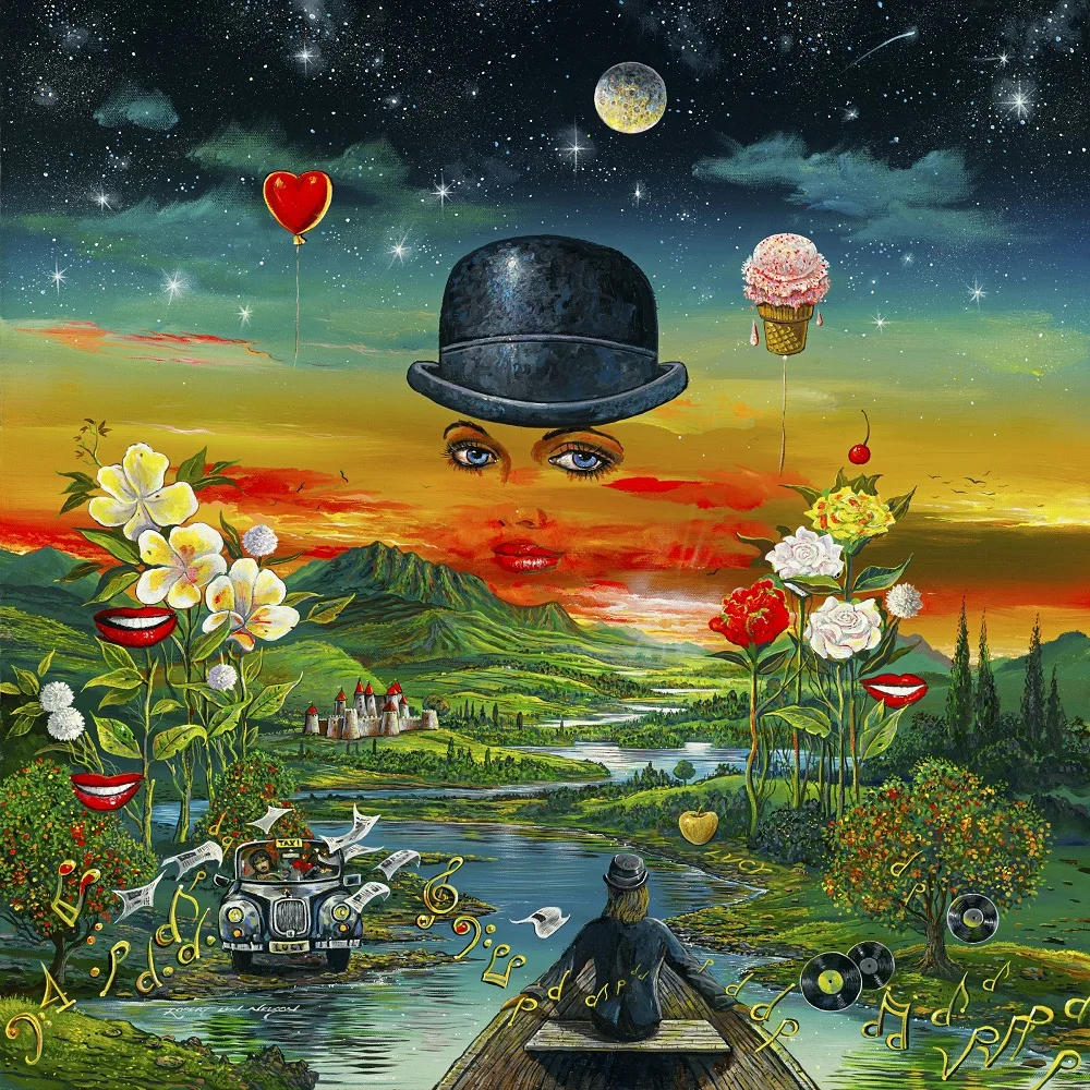 5D алмазная живопись на лодке реке мандарине дереве и небесах глаза девушки