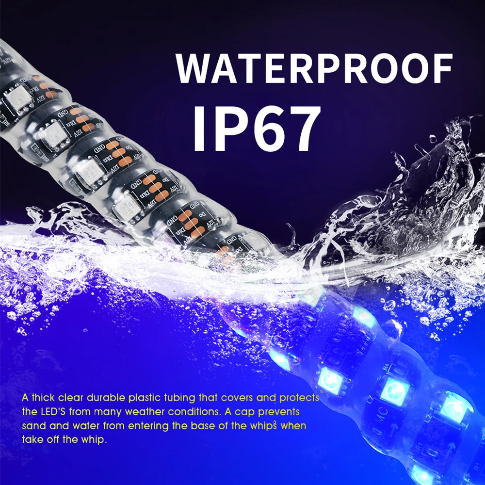 買取 スパイラルrgb Led鞭ライト4 5FT Rfリモコンジープutv Atv Polaris砂丘バギー砂レール行くカートトラック4X4オフロード