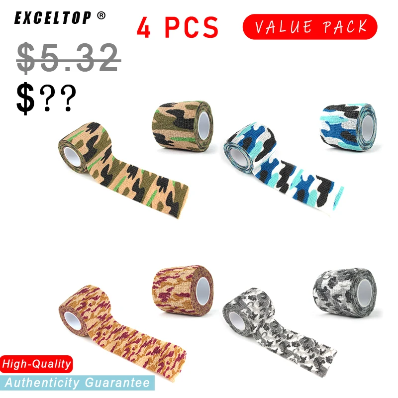 

4.5m Camouflage Elastic Wrap Tape Hunt Disguise Elastoplast Self Adhesive Sports Protector Knee Finger Ankle Athletic Bandage