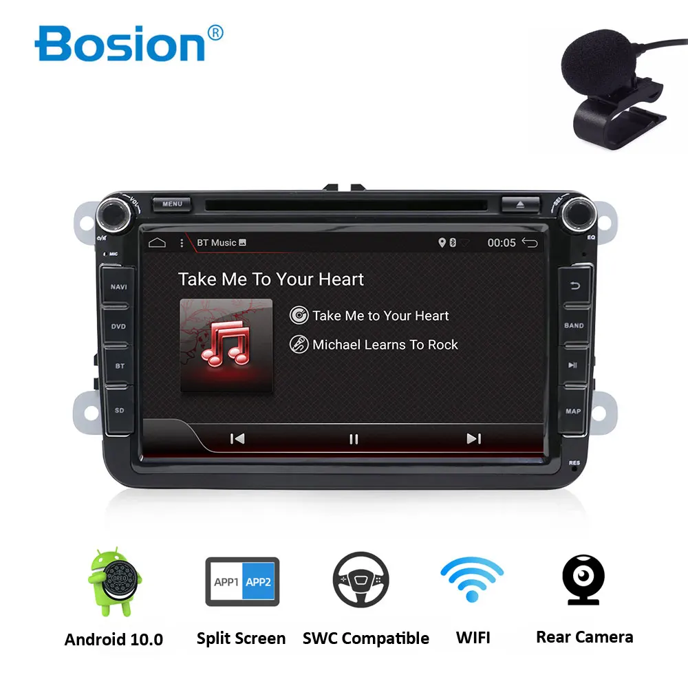 Андроид 10 8 &quot2 din автомобильный DVD GPS 3G/4G радио стерео проигрыватель SWC для Volkswagen VW