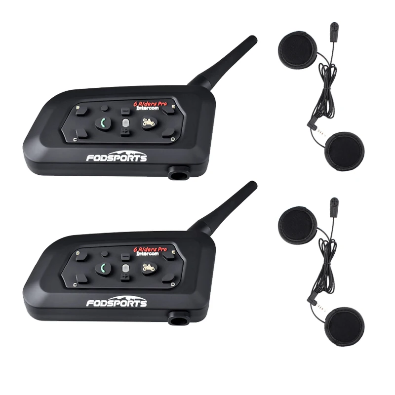 2 шт. Fodsoprt V6 Pro мотоциклетный Bluetooth шлем гарнитуры домофон для 6 гонщиков BT беспроводной intercomunicador переговорные MP3 gps - Цвет: 2 soft microphone