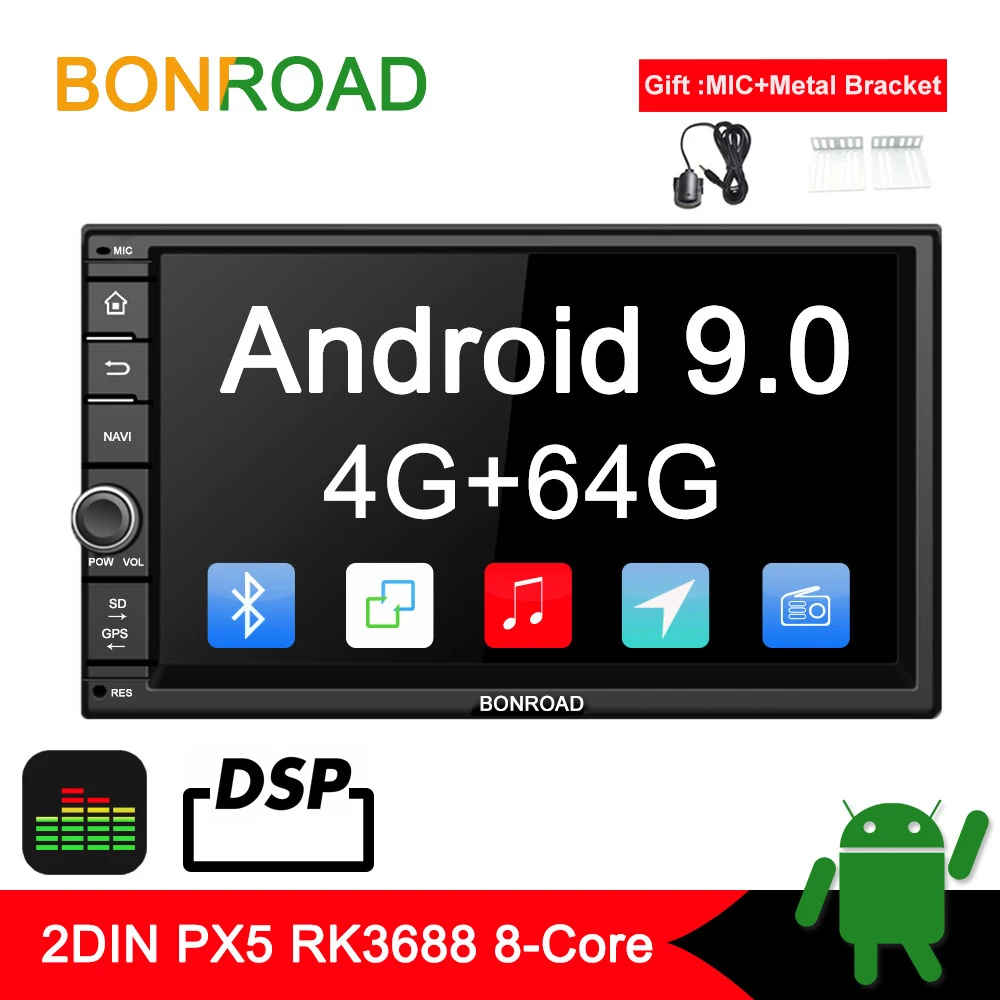 Bonroad " 2Din Android 9,0 Автомобильный мультимедийный плеер для Nissan для hyundai для Kia gps-навигация, радио, стерео-видео(без DVD