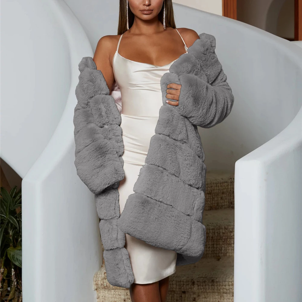 

Faux Fur Coat Women Autumn Winter 2020 Casual Plus Size Loose Long Female Jacket Fur Plush Thick Warm Outwear Oversize Clothing