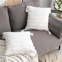 tassel cushion cover white pillow cover 45x45cm for living room bed decorative pillows home decoration salon funda cojin