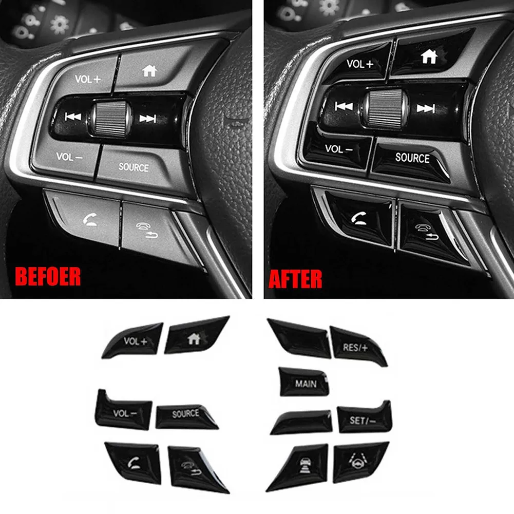 13pcs/set Steering Wheel Button Frame Trim Automotive Interior Stickers For 2018-2021 Honda Accord 10Th 2018-2021