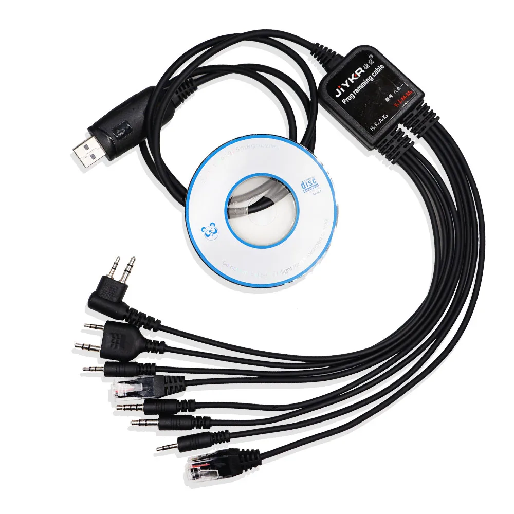 Cabo de Programação 8 em 1 Usb com Driver de cd para Baofeng Multifunctions Walkie Talkie Motorola Tyt Programa Yaesu Rádio Uv5r Uv82