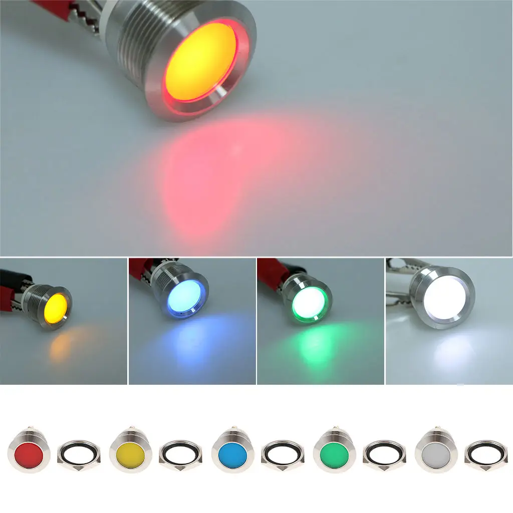 

Car Motorcycle DC12V 8mm Flat Indicator Light With Wrie Leads Red