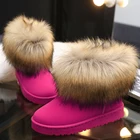 Теплые женские зимние ботинки на меху, ботильоны на плоской подошве для снежной погоды, женские модные черные повседневные ботинки без шнуровки с круглым носком, большие размеры, 2020