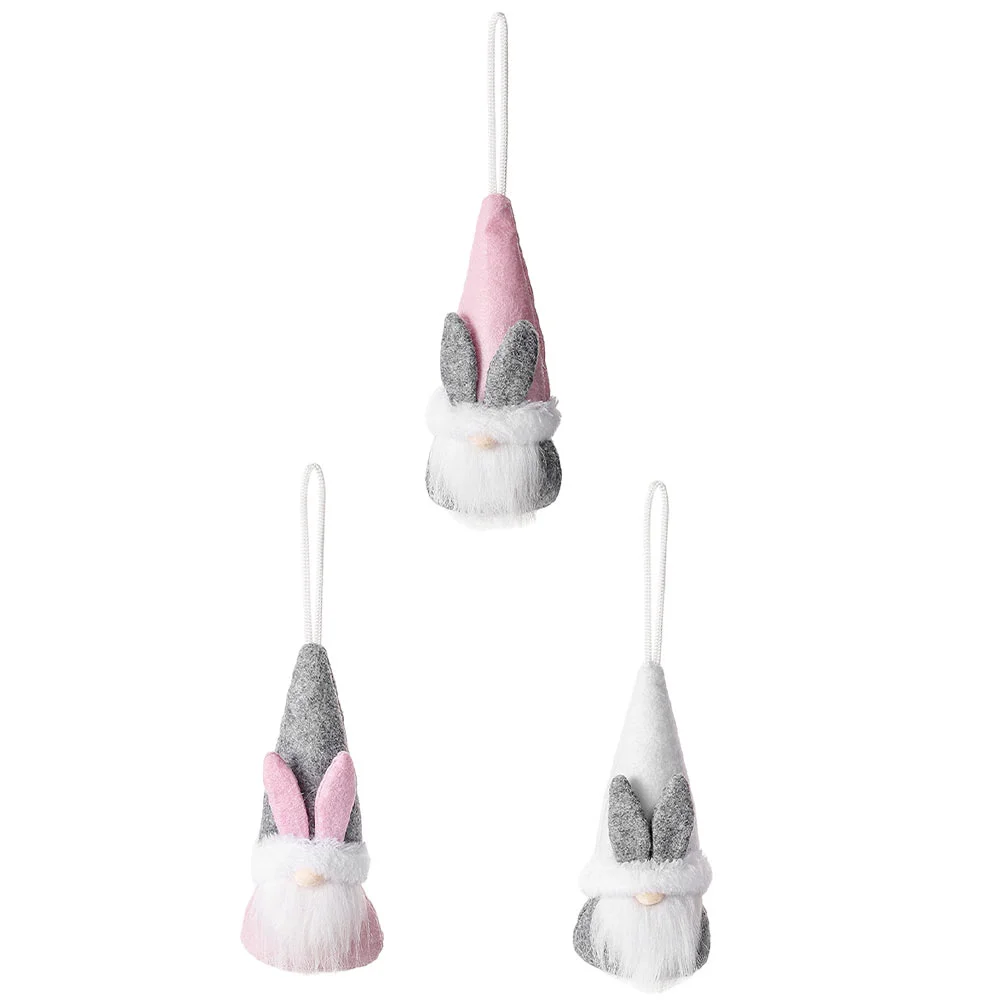 

3Pcs Easter Bunny Doll Ornament Gnome Doll Funny Festival Hanging Doll Decor
