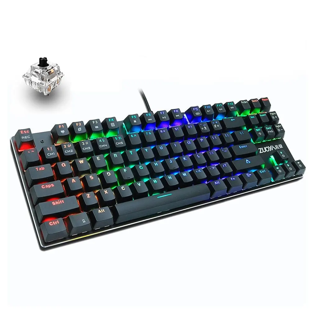

Механическая клавиатура, 87 клавиш, ПК, геймерская проводная USB клавиатура, синий переключатель оси, RGB, игровая профессиональная клавиатура ...