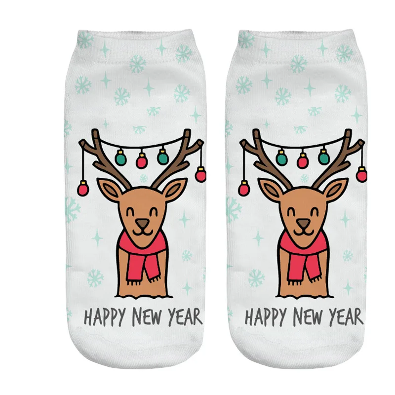 Рождественские носки с объемным рисунком для мужчин и женщин прямые короткие