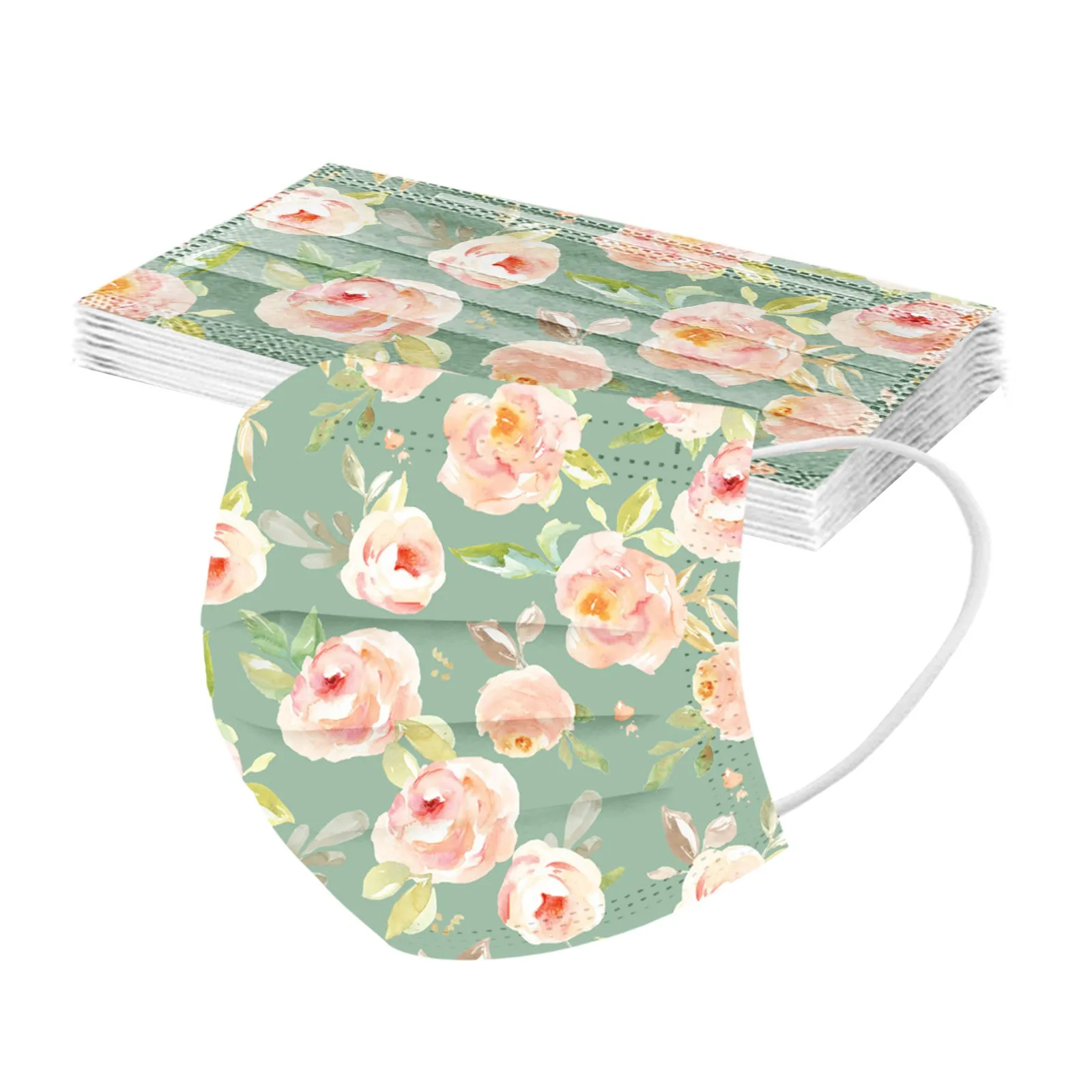 50pcs Adult Floral Printed Masks Mouth-muffle Disposable Flower Pattern Face mask 3 Layer Ply Meltblown Cloth Filter Facemask | Красота и