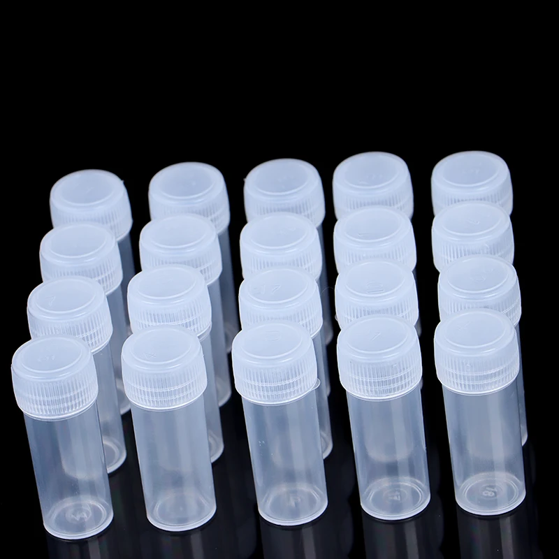 

20Pcs 5g Small Barrel Vials Medicine Pill Liquid Powder Capsule Storage Container Packing Bottles 5ml Plastic Bottle Sample Jar