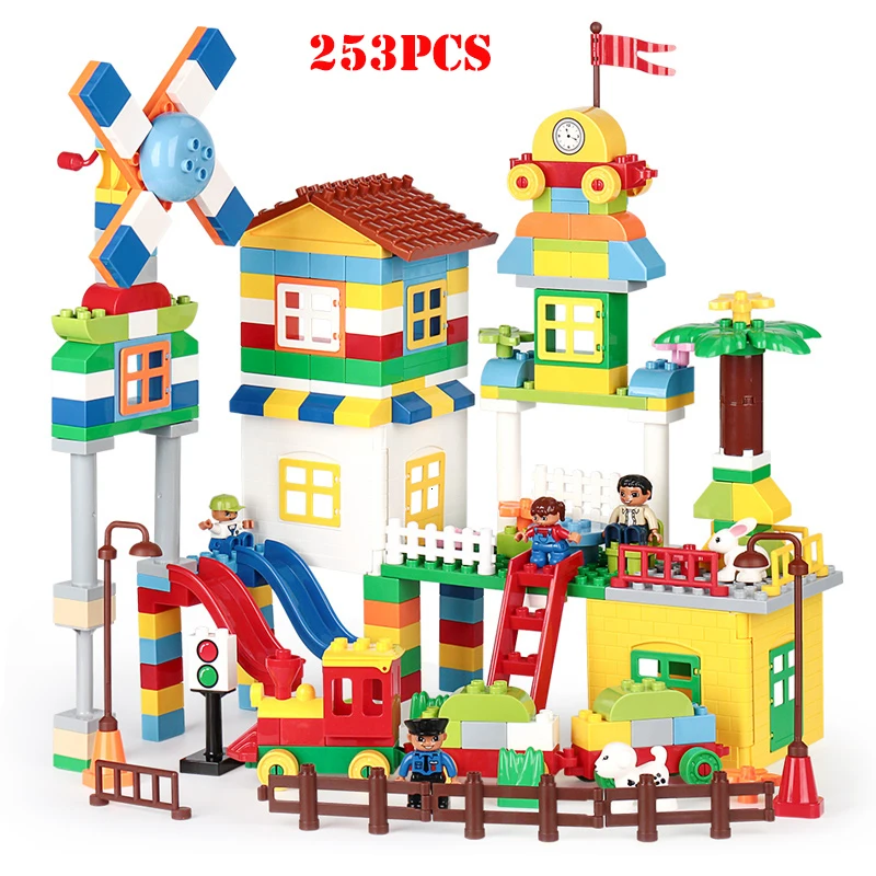 253 шт Большой размер строительные блоки фигурки животных дети кирпичные игрушки