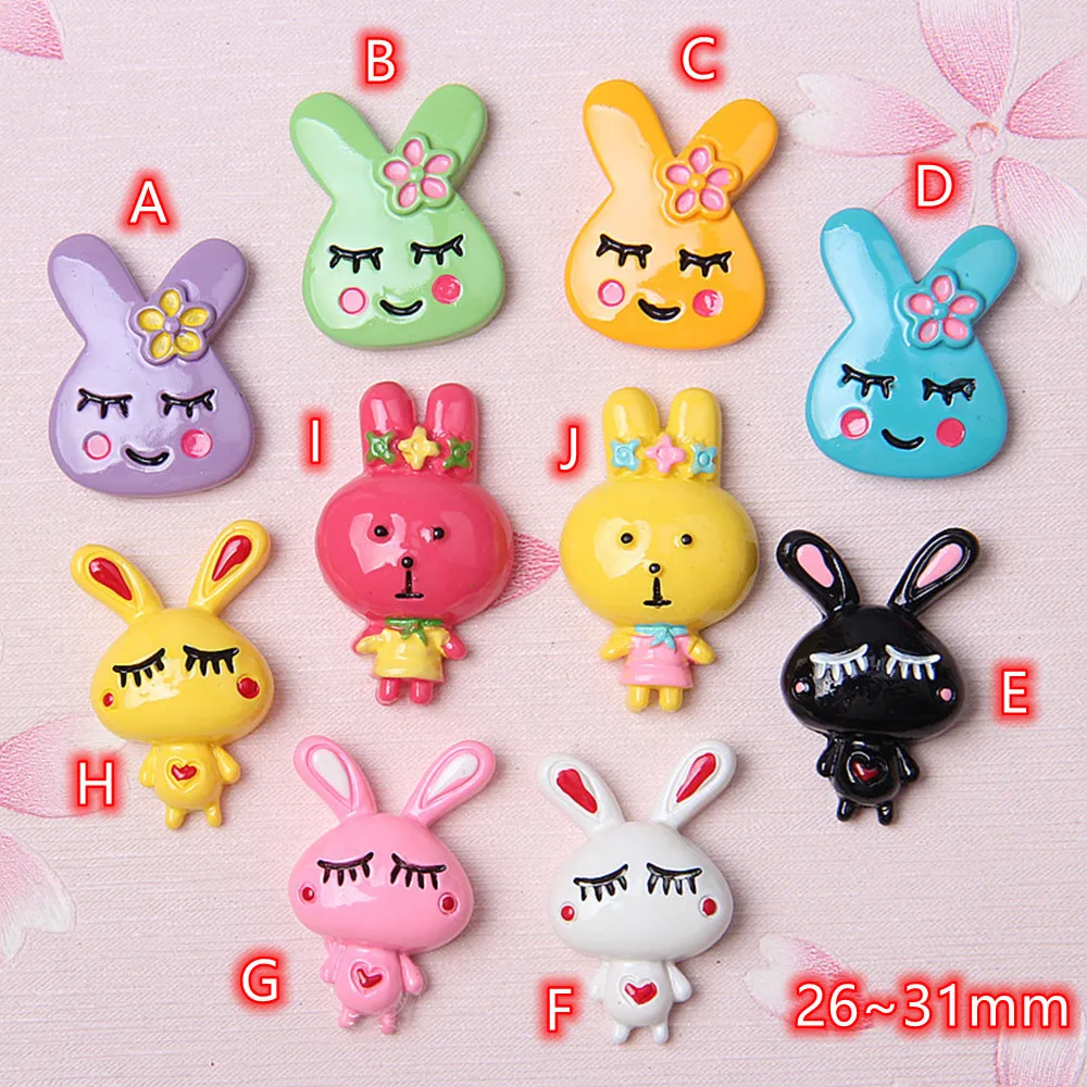 

Rabbits Resin Cabochons 10pcs Big Animal Cartoon Figure DIY Crafts Mobile Phone Shell Materials Scrapbooking Hair Accessories