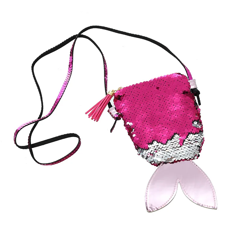 

Fashion Sequin Baby Girls Small Coin Purse Fish Tail Kindergarten Children Mini Crossbody Bags Cute Princess Accessories Handbag