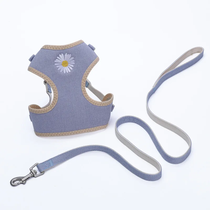 

Cat Adjustable Harness Vest Walking Lead Leash For Puppy Dogs Collar Polyester Printed Embroidery Harness For Cat Supplies