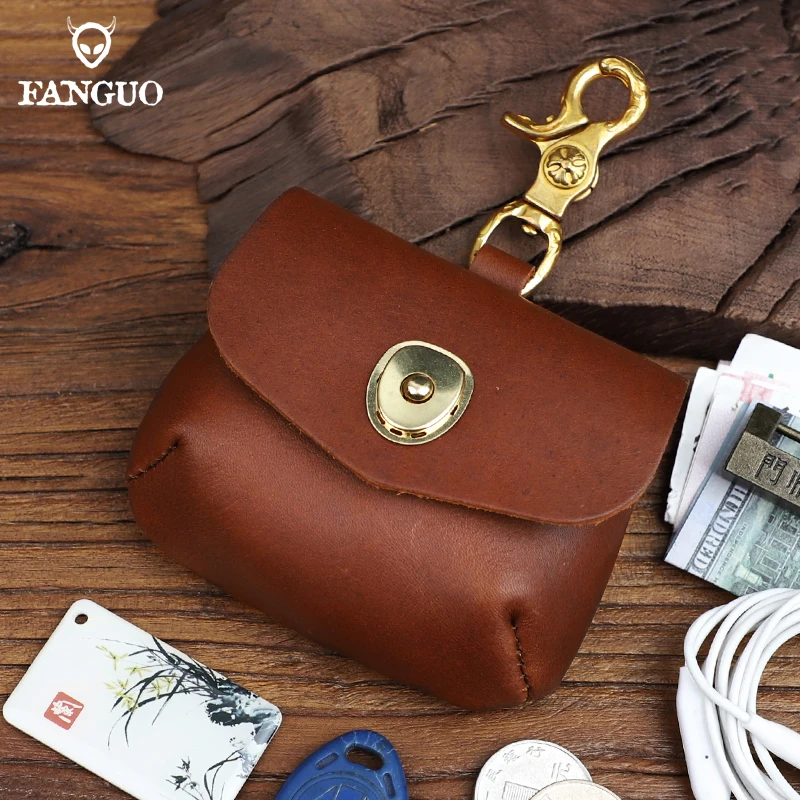 

Mini Small Men's Hasp Coin Pocket Genuine Leather Portable Card Holder Change Purse Key Storage Bag For Men Clutch Wallet