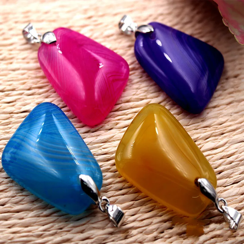 Натуральный разноцветный камень 30x20 мм Геометрическая подвеска ювелирные