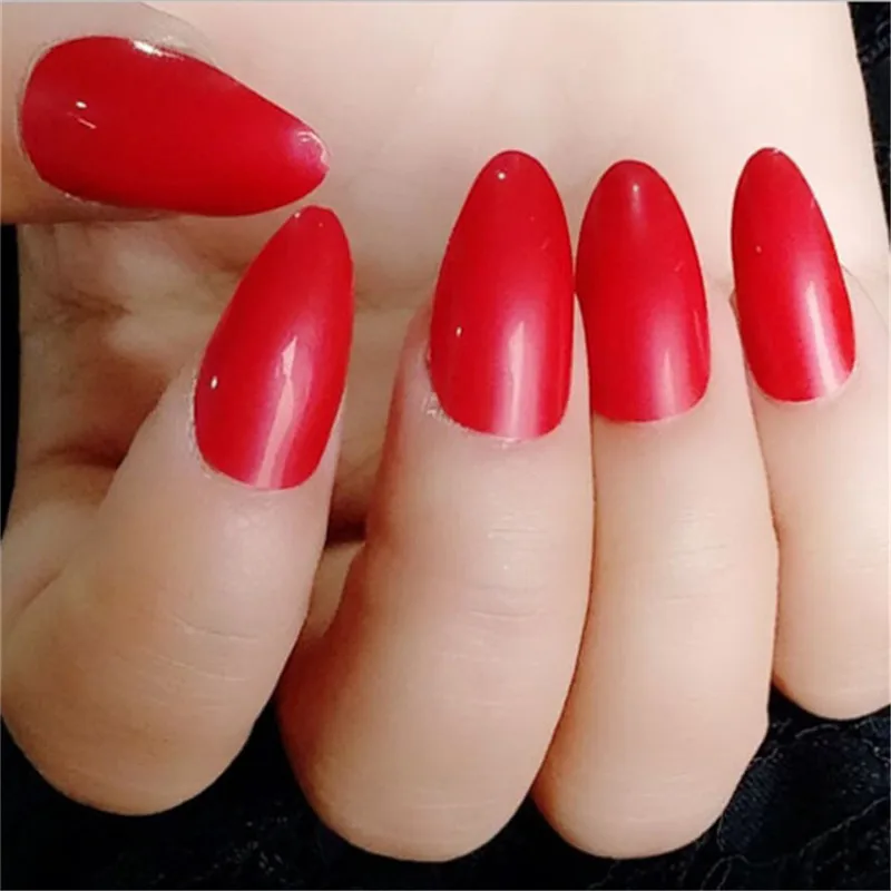 

High Quality Matte Fake Nail New Fashion Pointy Strong Extension Of 24pcs Nail Tips Need Gel To Press On Nails For Nail Art