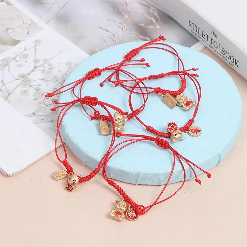 5 шт. 2022 китайский новый год Тигровая веревка красные веревки браслеты ручной