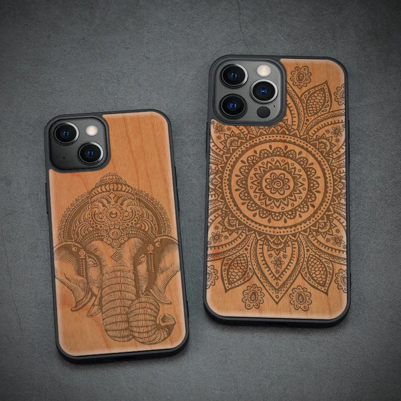 

Carveit For iPhone 13 Mini Wood Case Iphone 13 Pro Max Wooden Cover Slim Original Full Shell 3D Engraving Accessories Phone Hull