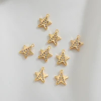 14k gold plated diamond studded star pendant for diy necklaces earrings accessories jewelry and hardware
