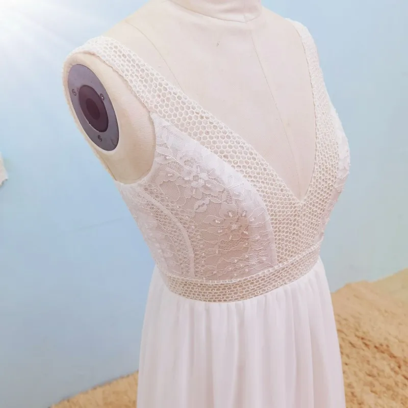 Кружевное пляжное свадебное платье UMK в стиле бохо сексуальные шифоновые