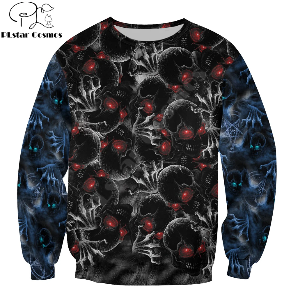 Мужская Осенняя толстовка с забавным 3D-принтом черепа на Хэллоуин Свитшот