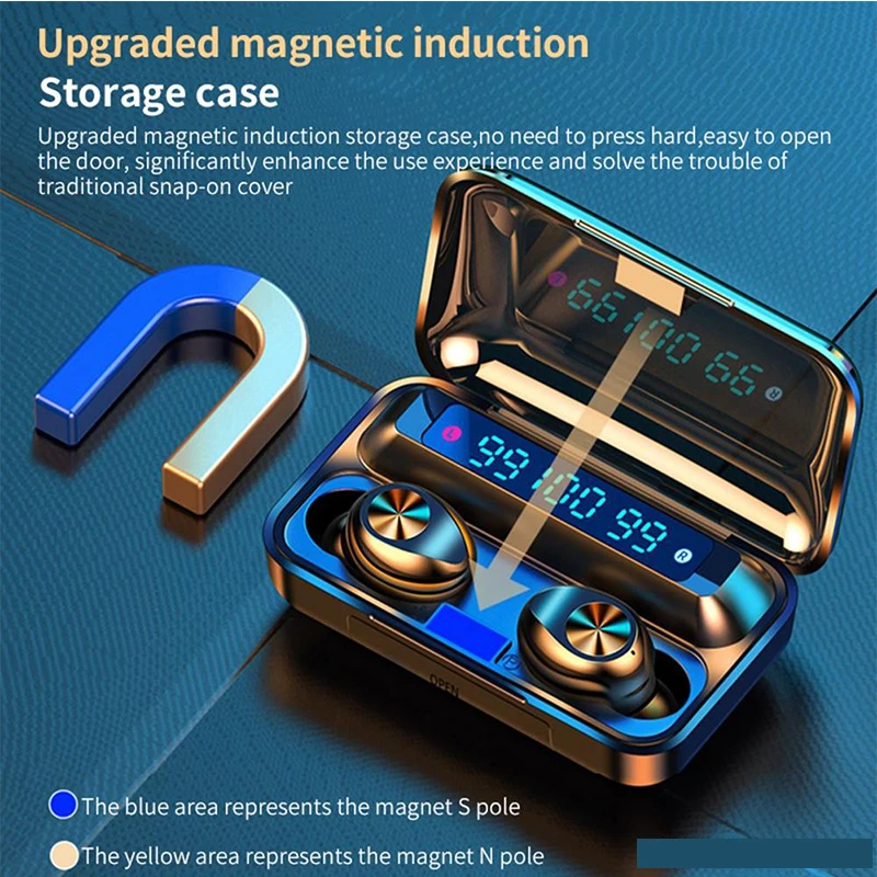 

2021 Wireless Bluetooth 5.0 Earphones Invisible Earbuds Stereo Watch LED Noise Cancelling Gaming Headset With Led Power Display