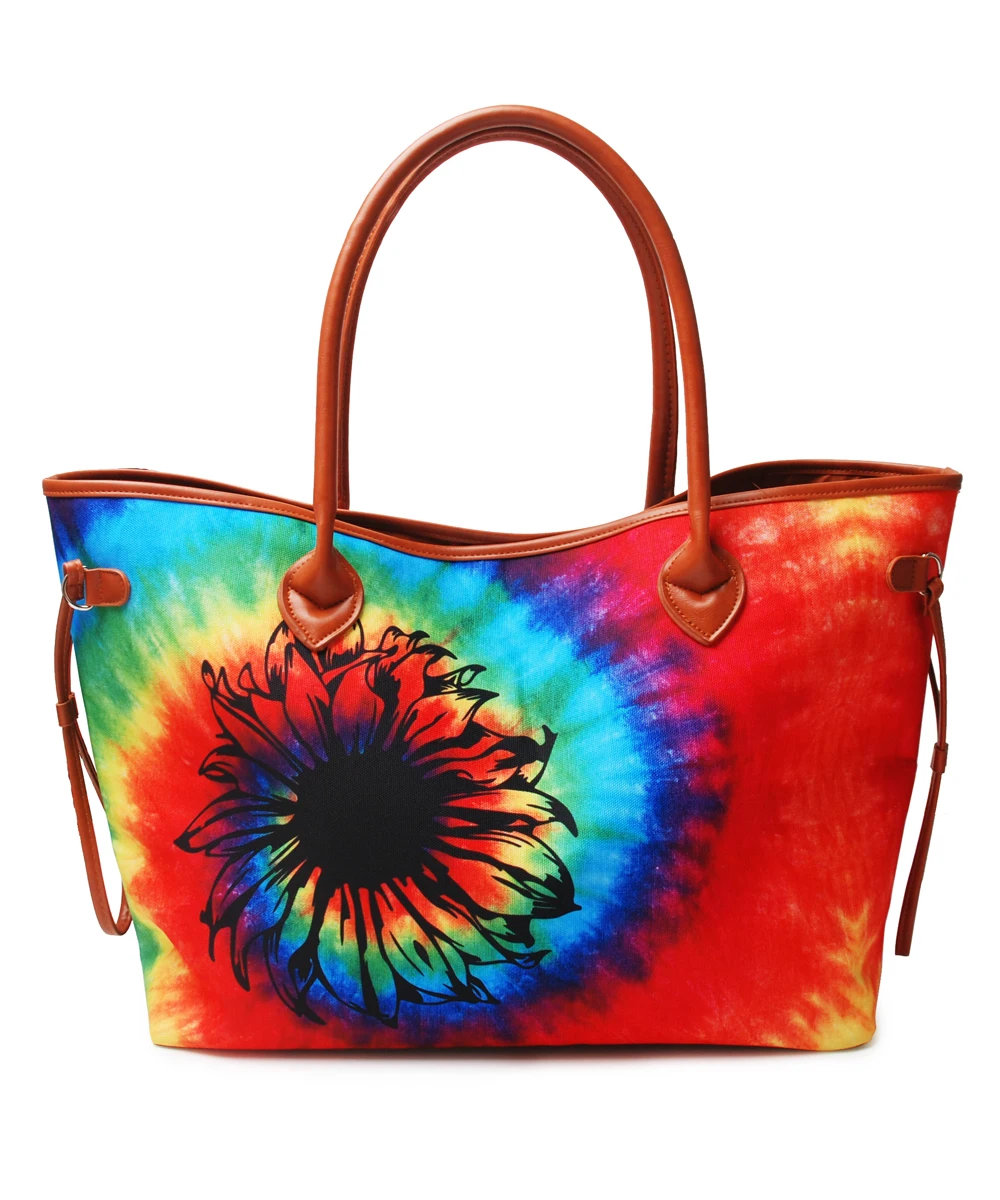 tie dye Леопардовая полосатая женская сумка, коровья кожа, холщовая Повседневная сумка, женская сумка с двумя струнами,, DOM1068 - Цвет: tie dye