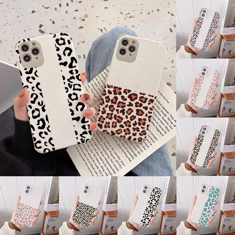 

Leopard Print Colorful Phone Case Lambskin Leather For iphone 12 11 8 7 6 XR X XS PLUS MINI PLUS PRO MAX Shockproof