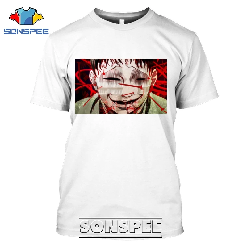 Футболка SONSPEE Junji Ito с 3D принтом для мужчин и женщин повседневная Японская уличная