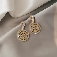 new luxury classic roman digital disc earrings fashion female trend earrings exquisite jewelry personal exaggeration earrings