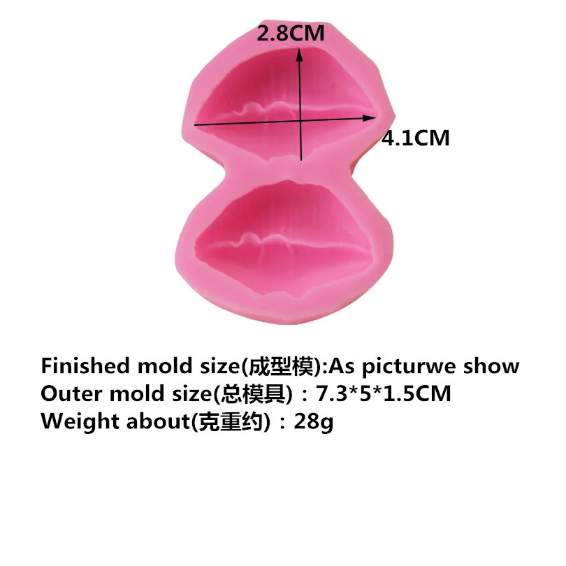 2. Силиконовая форма в форме губ с равномерным пламенем и красным свечением для