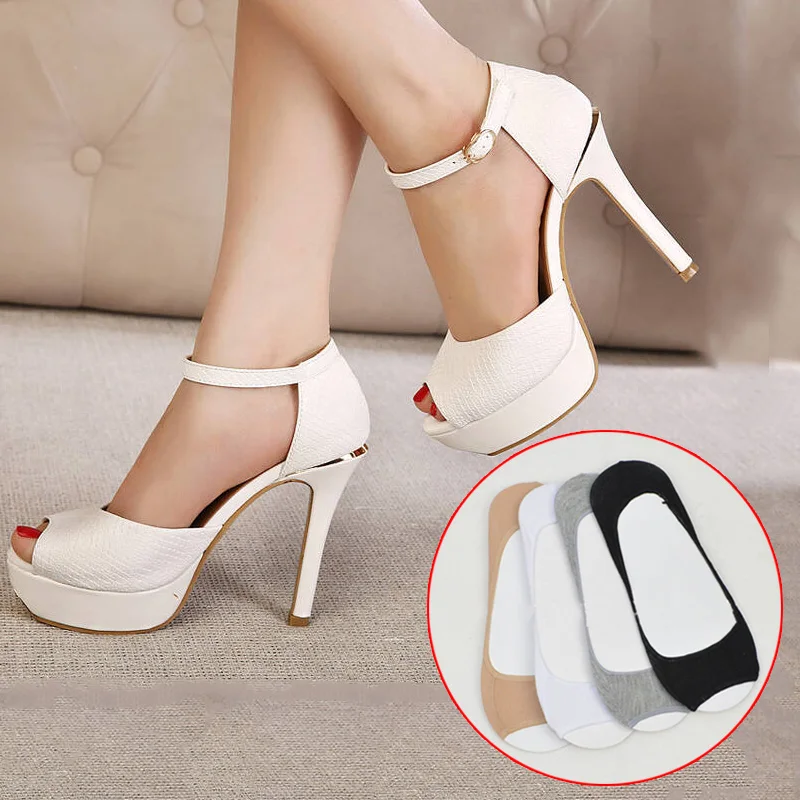 Летние однотонные хлопковые тонкие носки с открытым носком для женщин и девочек