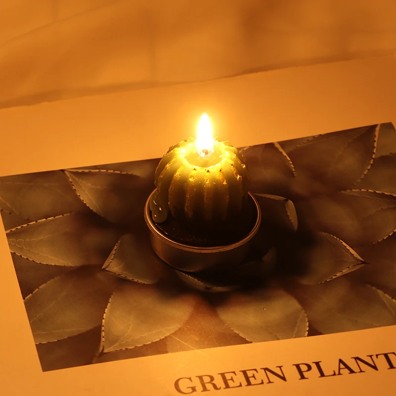 Набор мини свечей в виде кактуса 6 шт. бесдымная свеча чайное освещение имитация