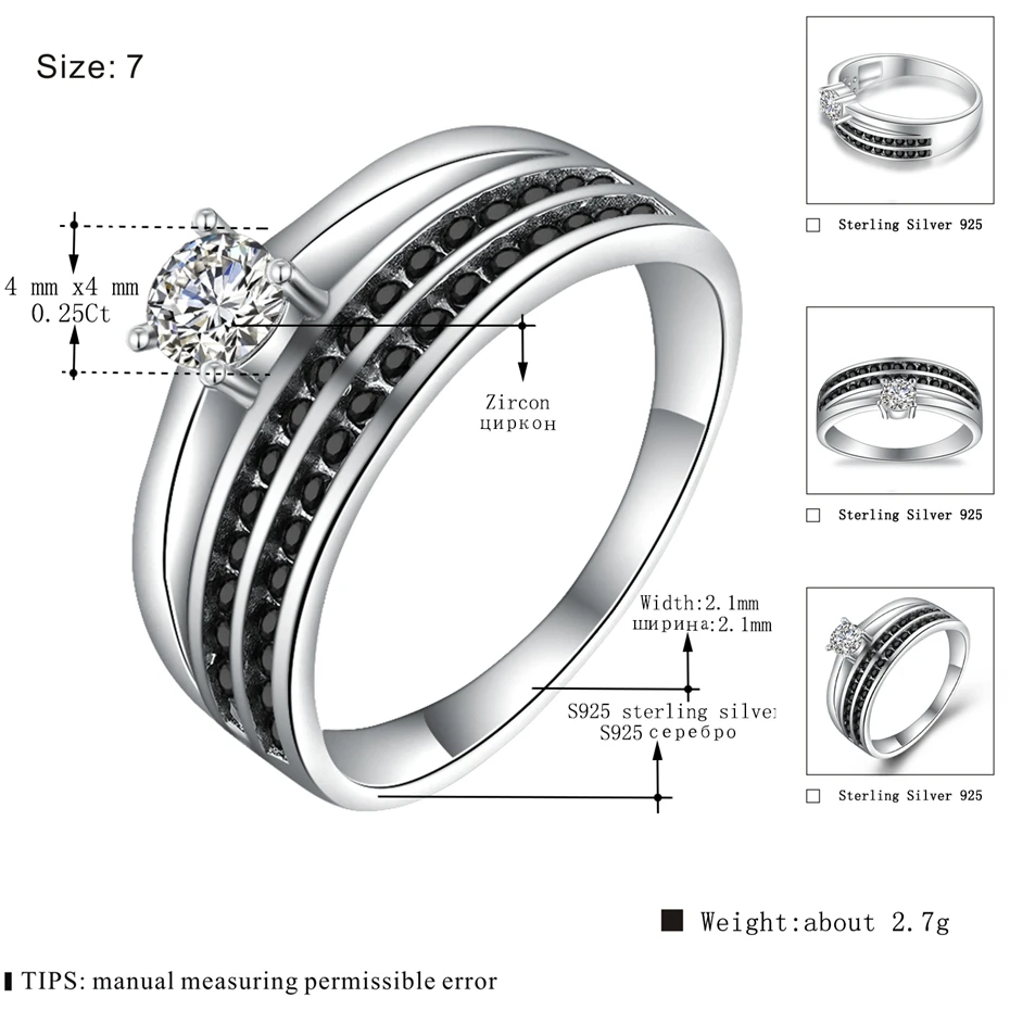 [BLACK AWN] 925 Sterling Silver Party Rings for Women Jewelry C390 | Украшения и аксессуары
