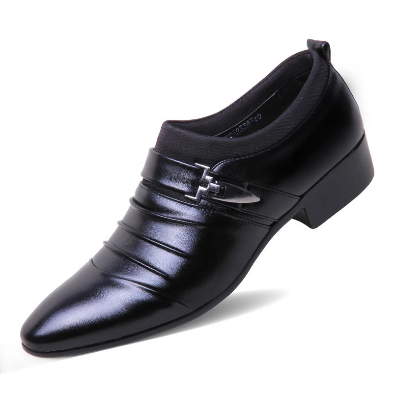 2020 Men Formal Pointed Toe Leather Business Shoes Loafers Brand Wedding Dress Oxford Shoes For Men Classic Black Office Shoes