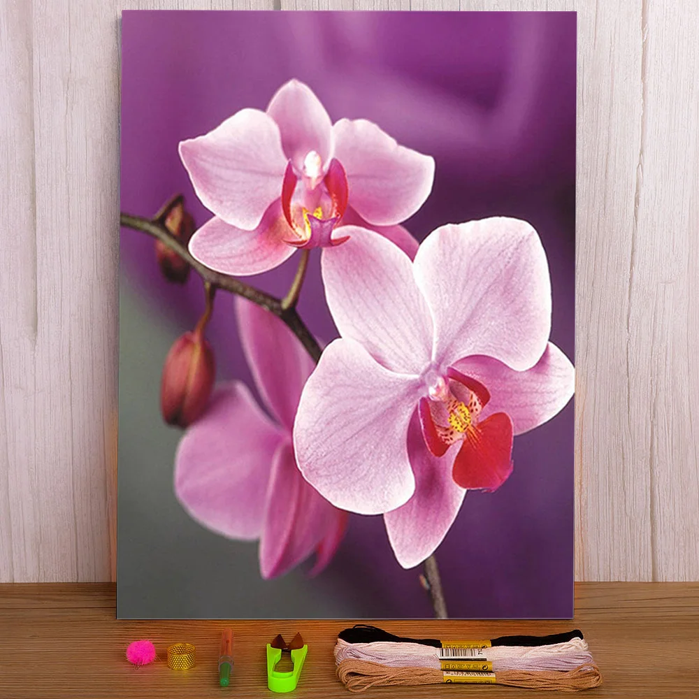 

Art Flower Printed Water-Soluble Canvas 11CT Cross-Stitch Embroidery Patterns DMC Threads Hobby Handicraft Craft Needle