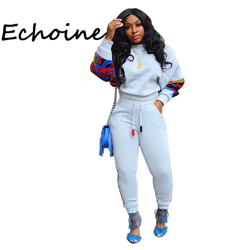 Повседневный свитер с цветочным принтом и Женский комплект 2 шт. + длинные штаны