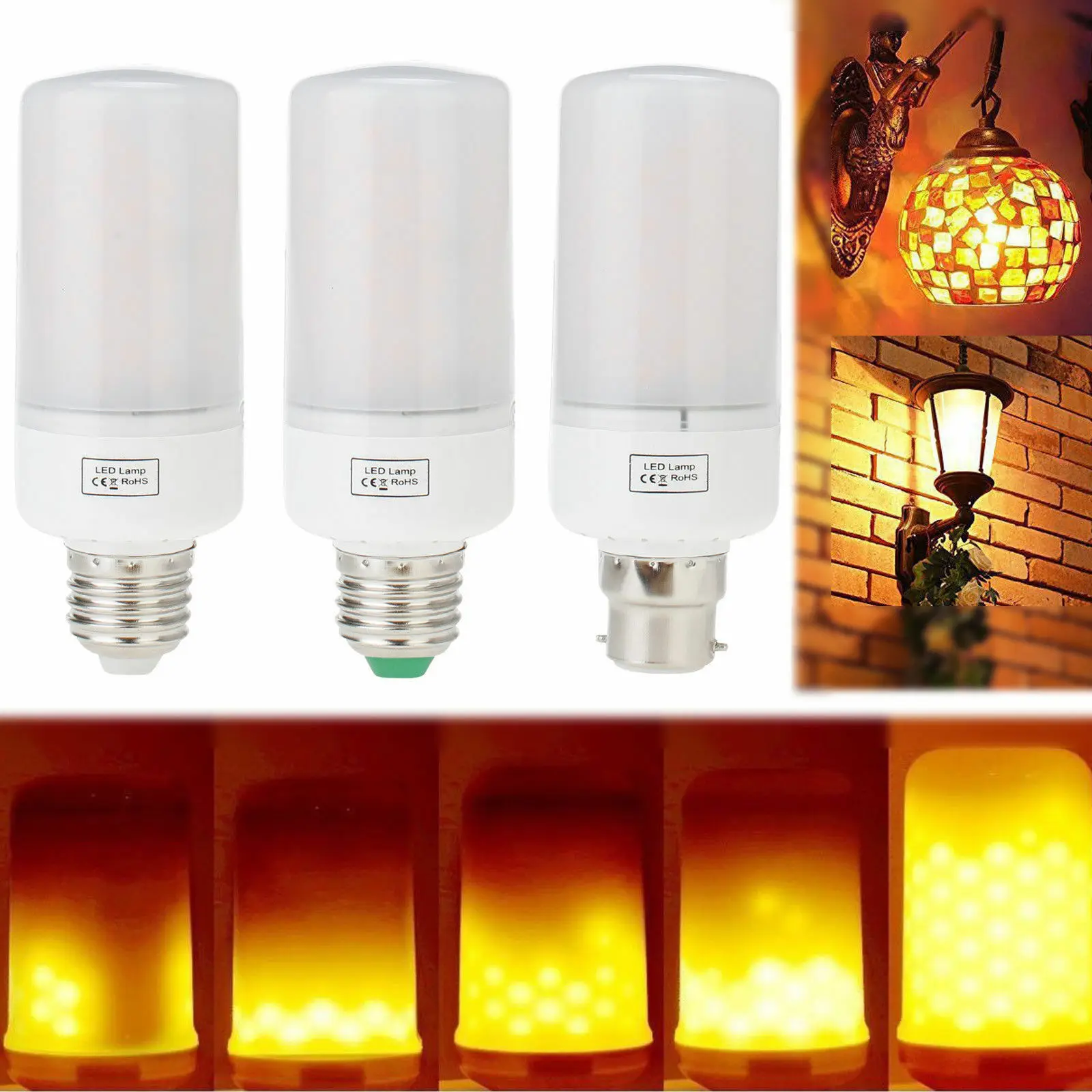 

Светодиодная лампа E27 E14 E26, 85-265 в, 99 светодисветодиодный Дов, яркое мерцание, эффект огня, декоративная лампа, 6,5 Вт, носветильник свет, желтая ...