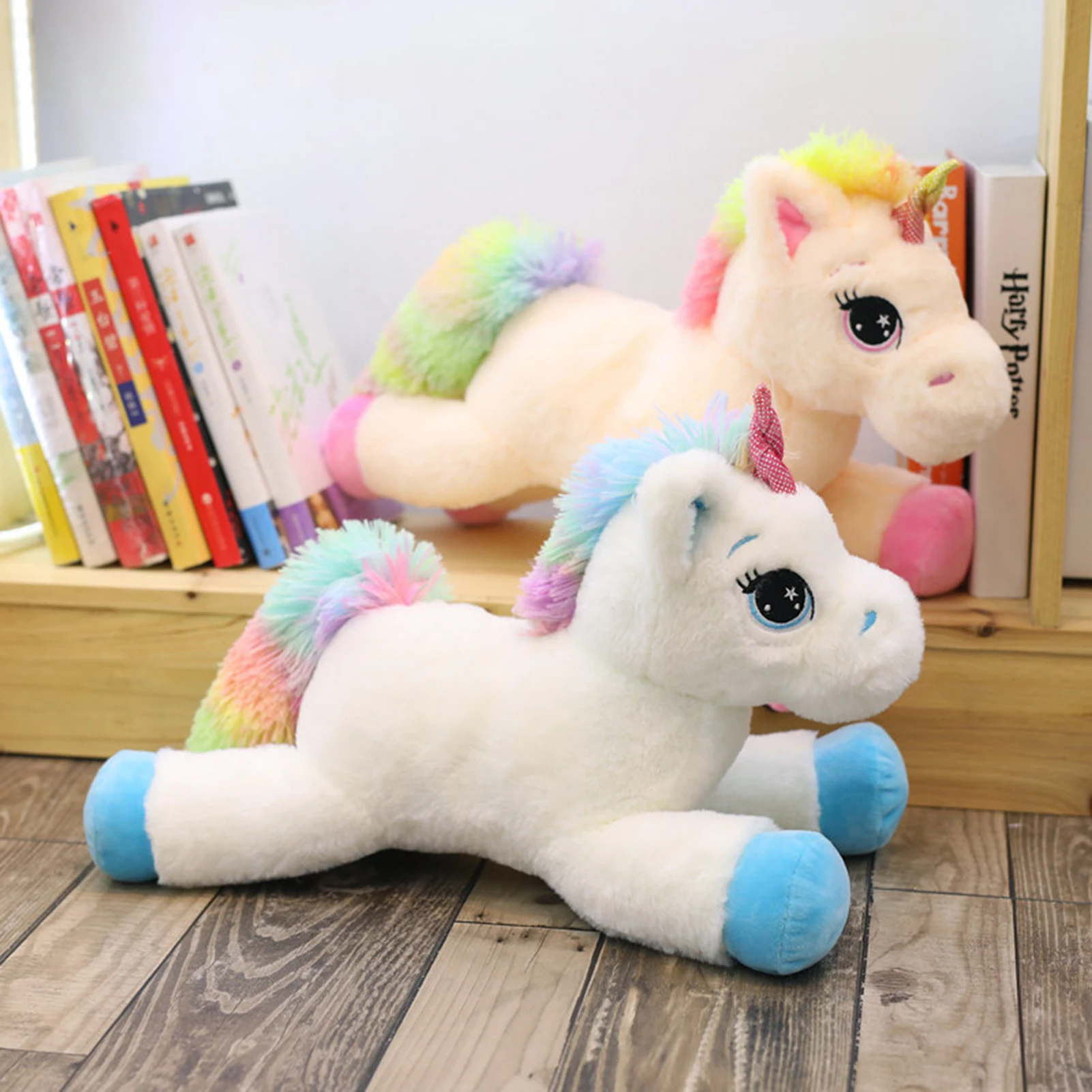 

Lucky Star Valentine's Day Prone Unicorn Plush Rainbow Horse Doll Toys Birthday Gift Stuffed Animal With Soft Fur Rainbow Mane